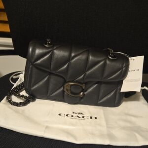 Coach Black Quilted Crossbody Bag with Chain Strap SB20